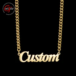 Goxijite Stainless Steel Personalized Bold Name Collar Custom Italic Font Nameplate Necklace For Women Men Party Jewelry Gifts