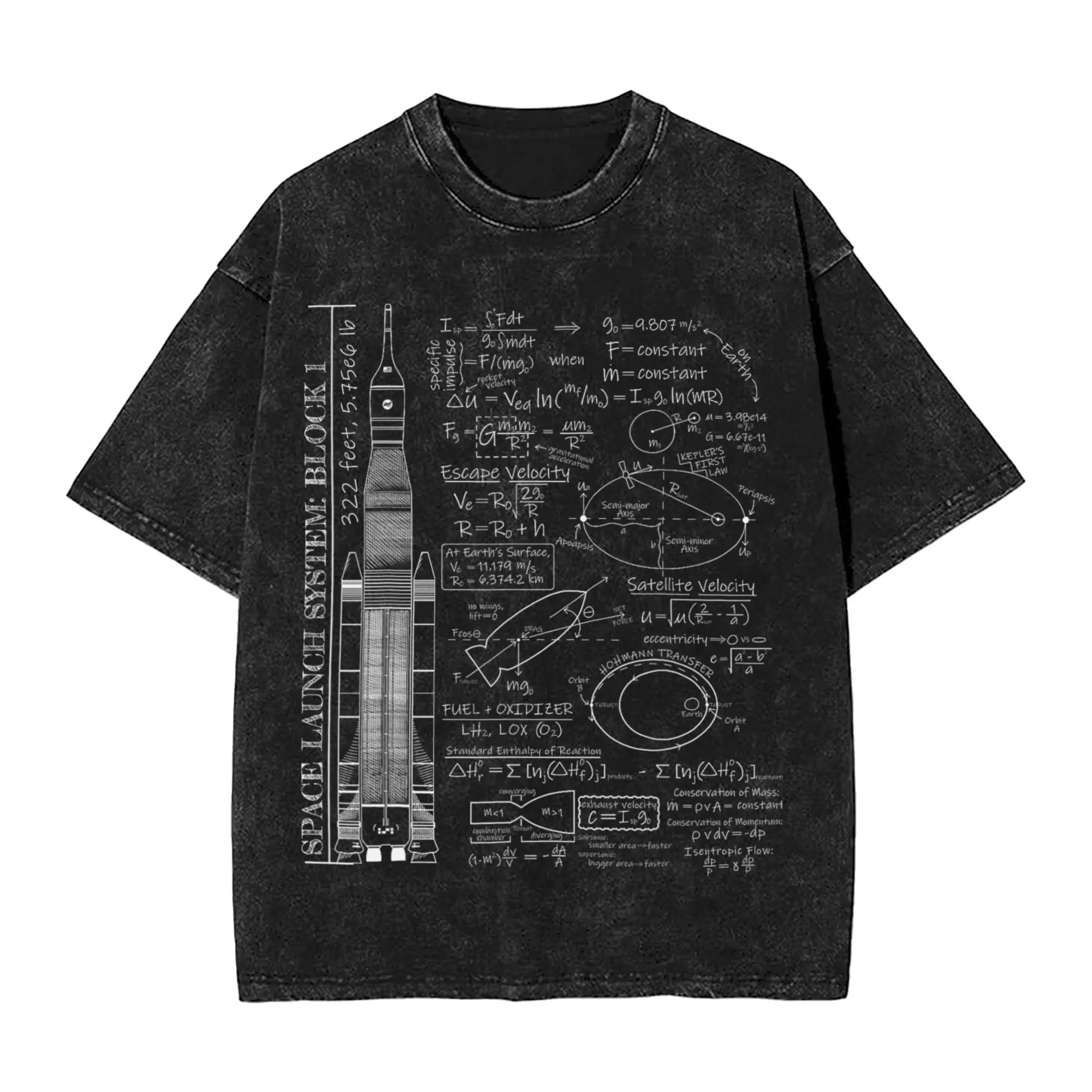 Space Launch Artemis SLS Rocket Science Equations T Shirt Summer T Shirts Casual Hippie Tshirt For Mens Short-Sleeve Clothes