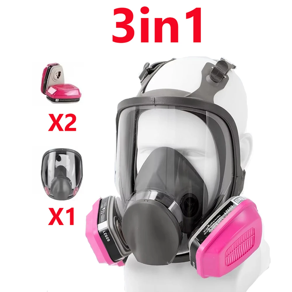 Reusable Anti-fog Gas Mask with 60926 Activated Carbon Filters Against Dust Organic Vapor, Ideal for Painting