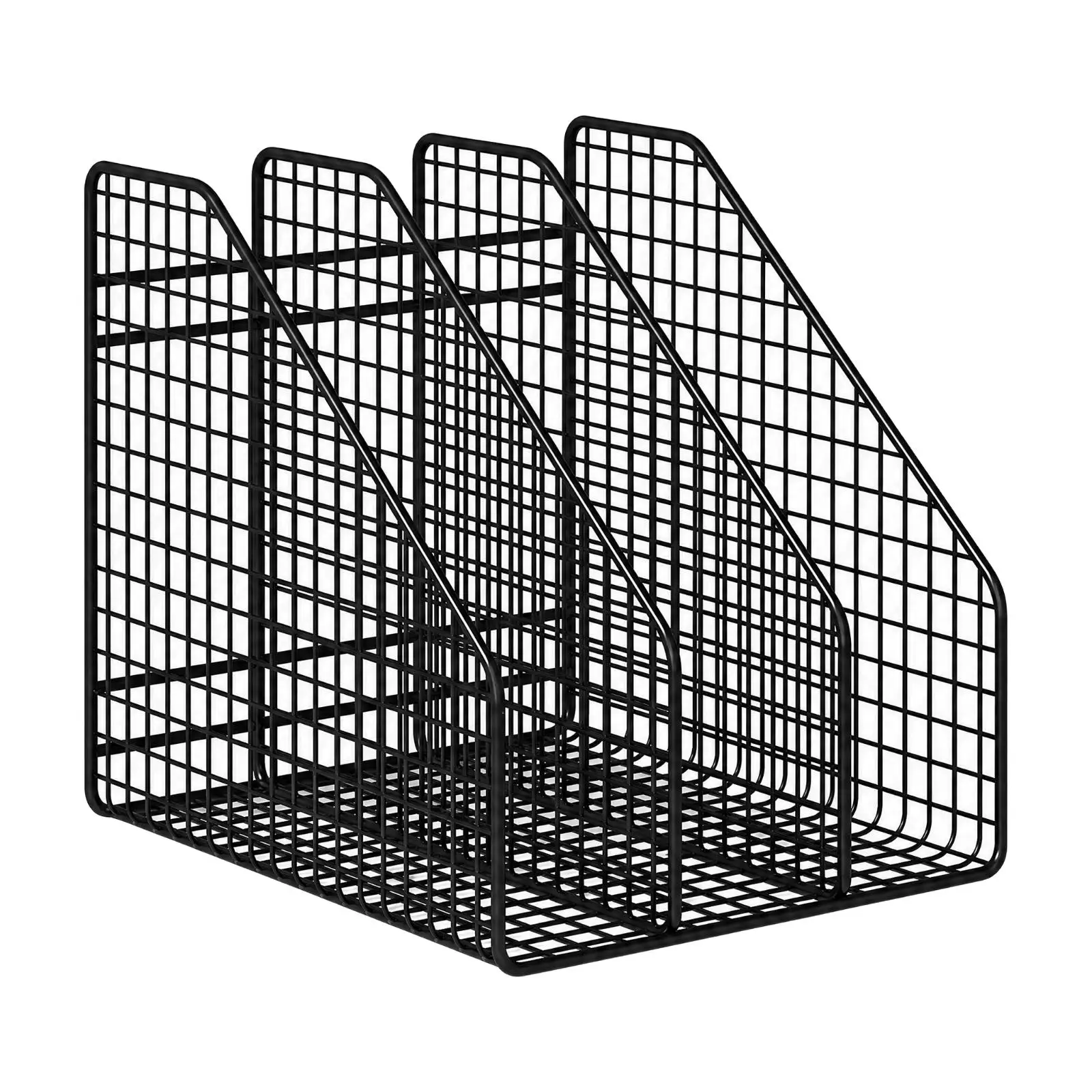 Iron Desktop File Organizer Rack 3 Compartment Mesh Office Storage Holder for Documents Folder Book Shelf