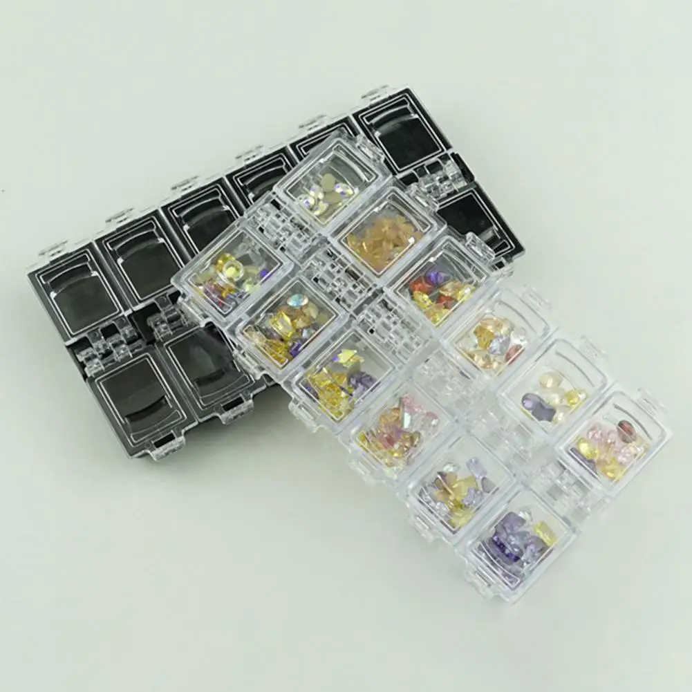 Practical Organizer Box  12 Grids Clean Easily Jewelry Container  Earrings Jewelry Container Nail Charm Organizer