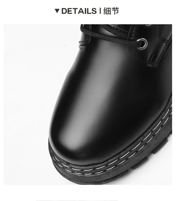 Herren High-Top-Stiefeletten, seitlicher Reißverschluss, dicke Sohle, rutschfeste Kunstlederstiefel, Freizeitschuhe für den täglichen Pendelverkehr und Spaziergänge auf der Straße. – Detail 4