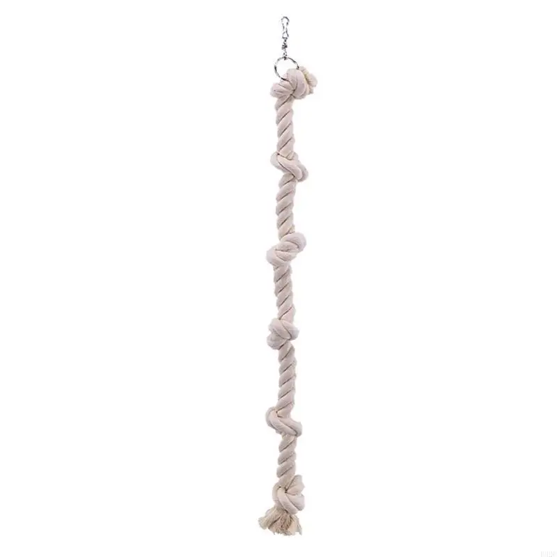 F92C Parrot Chew Toy Bird Swing Cotton Rope With Knots Cage Decor Boredom Breaker