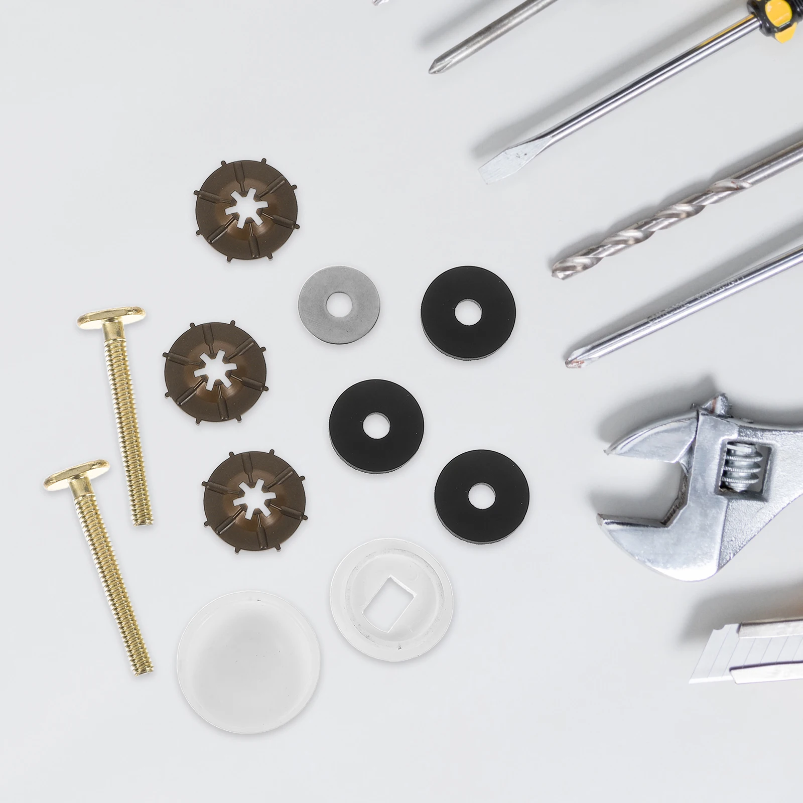 

1Set Toilet Bolt Covers Universal Stainless Steel Floor Bolts Bathroom Toilet Bowl to Floor Mounting Screw Kit