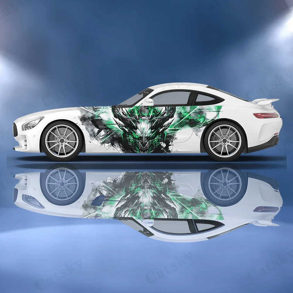 ملصق فينيل للسيارة من Green Lightning Demon ملصق PVC ذاتي اللصق مناسب للشاحنات وديكور الدفع الرباعي وإكسسوارات السيارات