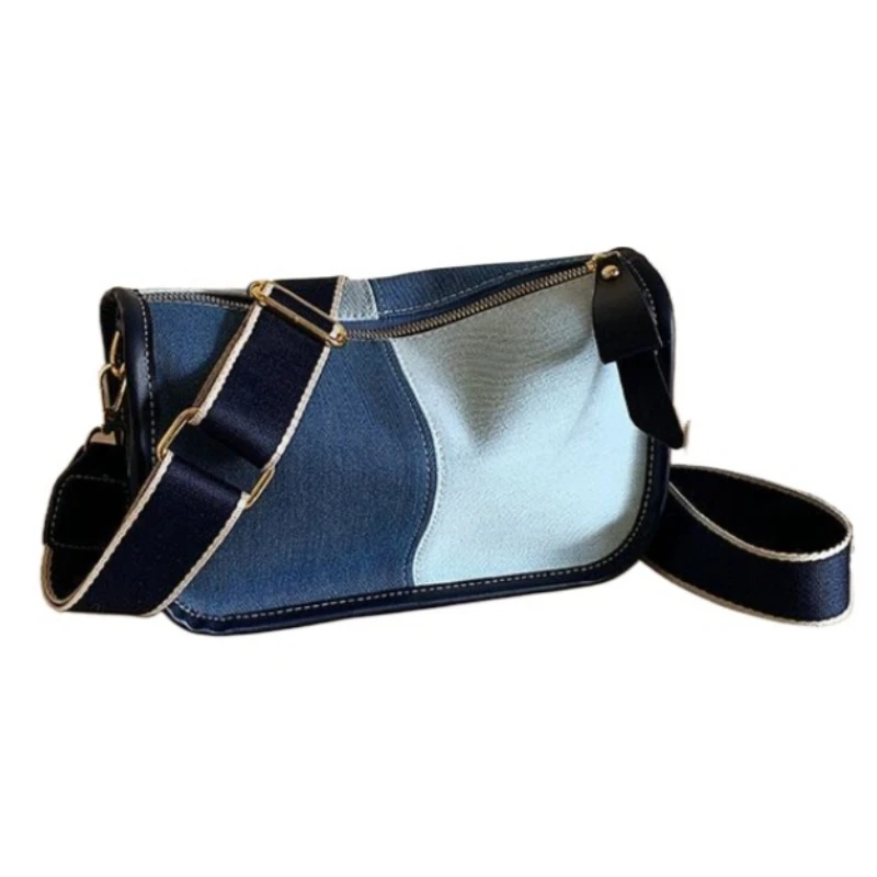 

Джинсовая сумка с цветовыми блоками: новая модная и универсальная женская сумка 2026 года, нишевая и трендовая сумка через плечо на одно плечо
