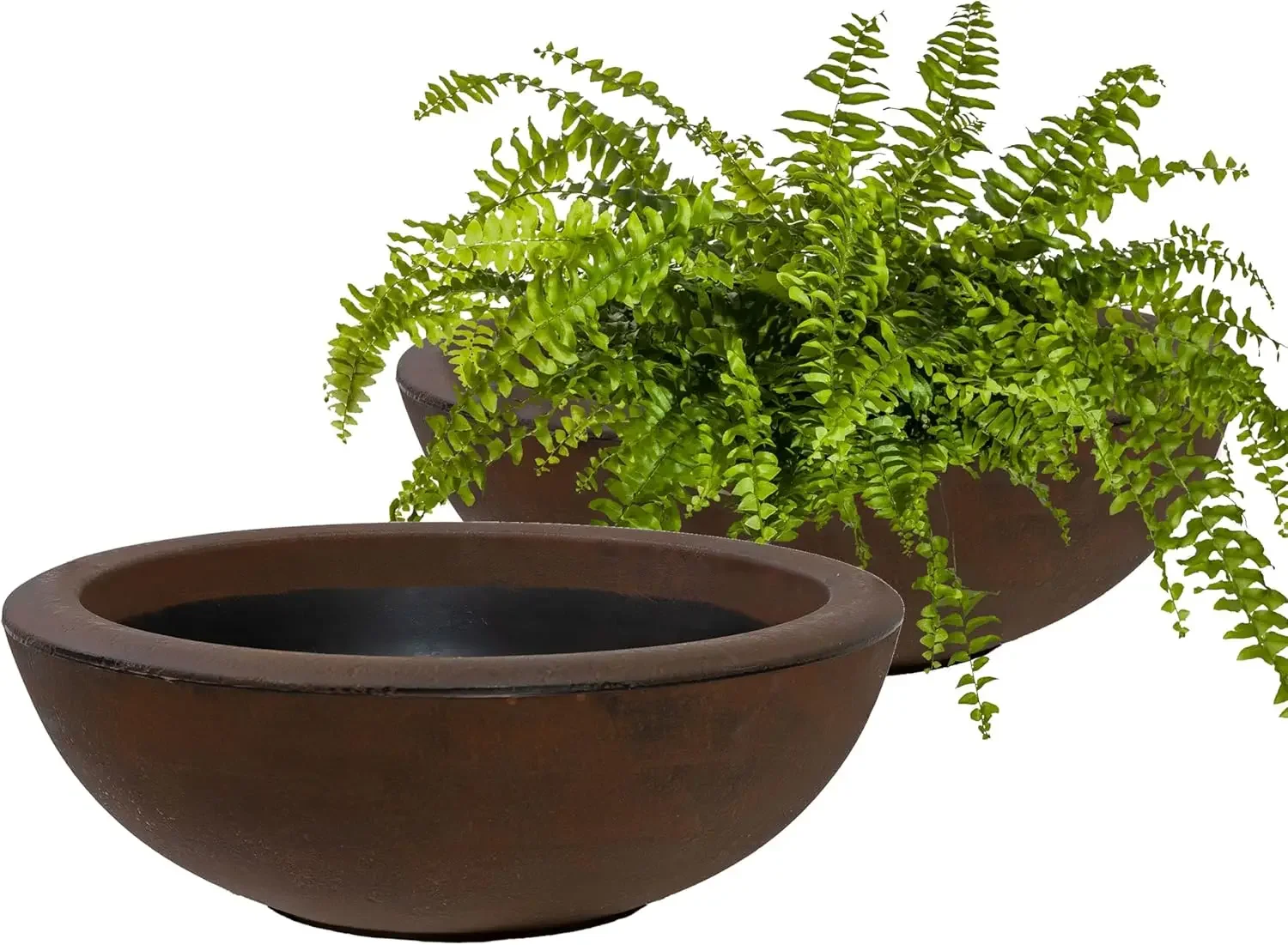 

Sunnydaze Percival 20.75" Shallow Outdoor Planter Bowl for Flowers and Succulents - Polyresin Double-Walled Design - Rust - Set