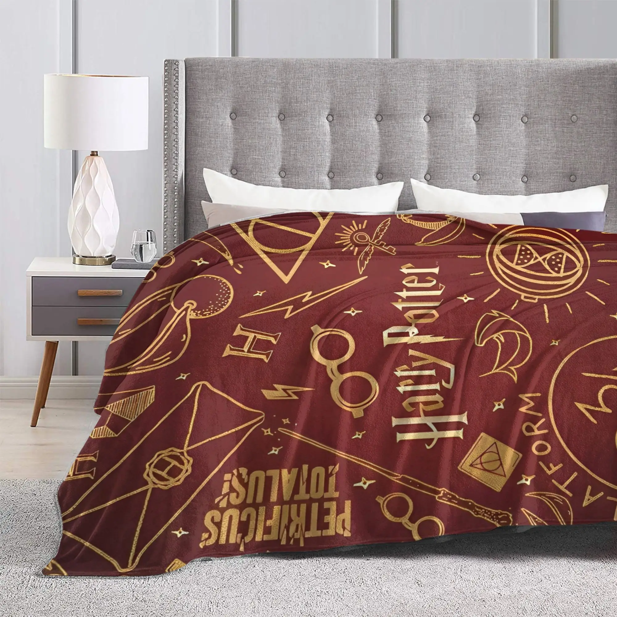 Harry Potter Themes Flannel Throw Blankets Wizard Magician Fantasy Blanket for Bedding Outdoor Warm Quilt