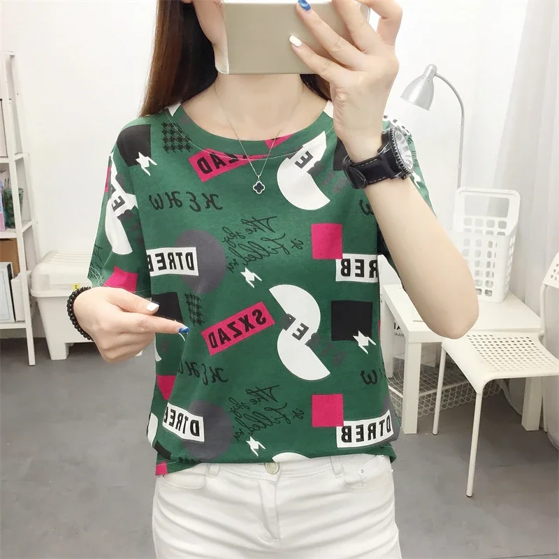 summer letter print Pullover Tees korean Women Casual loose Short Sleeve T-Shirts top Female Streetwear t shirt Lady yellow Tops