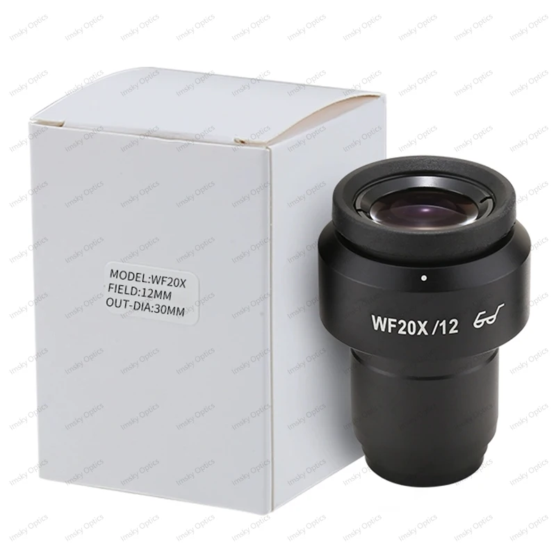 High Eye Point Adjustable Plan WF20X/12mm Eyepiece Stereo Microscope 20x 30mm Interface Large field of view 12mm Optical Lens