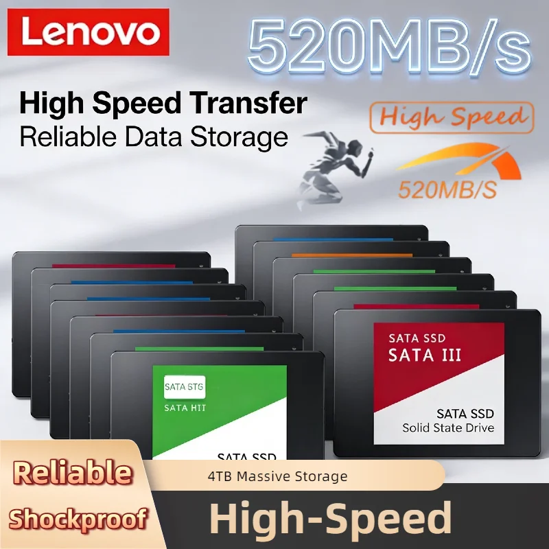 

Внешний твердотельный накопитель Lenovo 4 ТБ USB 3.0, портативный SSD-диск, скорость 540 МБ/с, прочный металлический корпус, внешнее хранилище для ПК, Mac, PS4