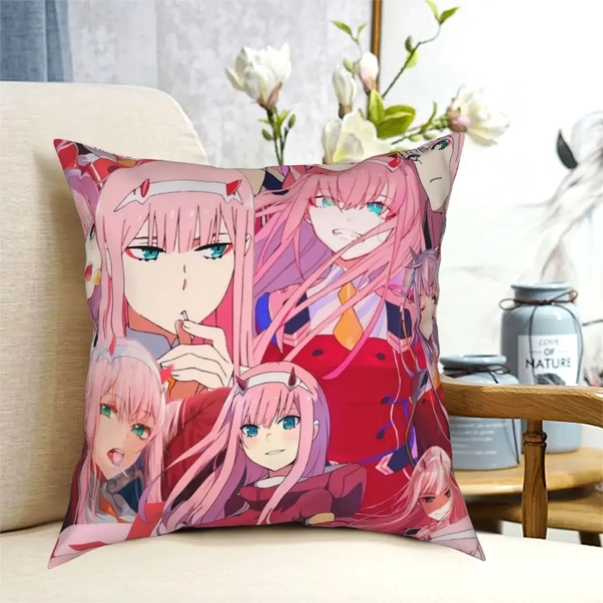 Zero Two Collage Pillowcases Home Darling in the Franxx Anime Girl Waifu Cushion Case Home Decoration Pillow Cover 45*45cm