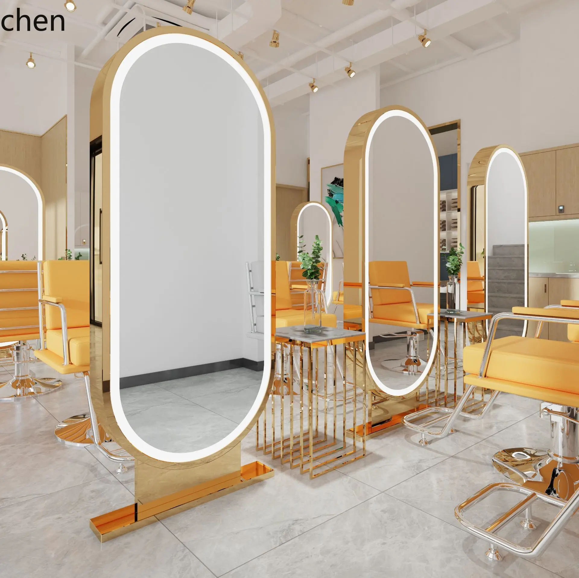 

H1 Professional double-sided gold hair styling hair mirror standing beauty salon hair salon