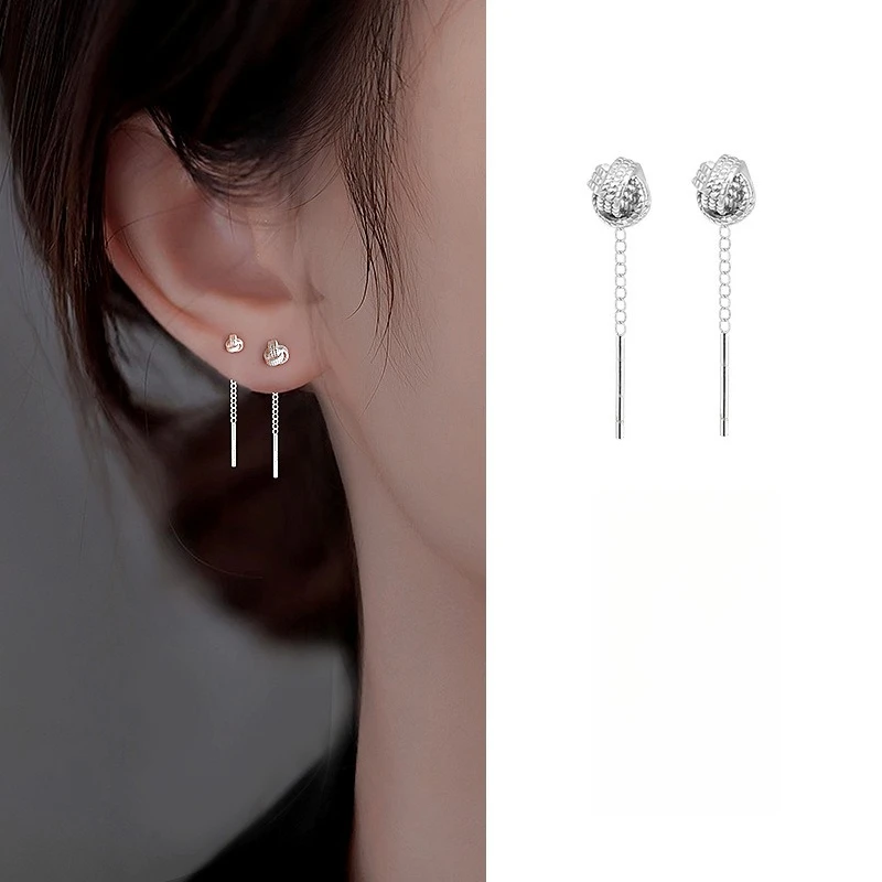 MEETSOFT التبتية الفضة شيك حسن الحظ التعادل شرابة وأقراط للنساء مجوهرات الأزياء الحد الأدنى اكسسوارات بالجملة #2