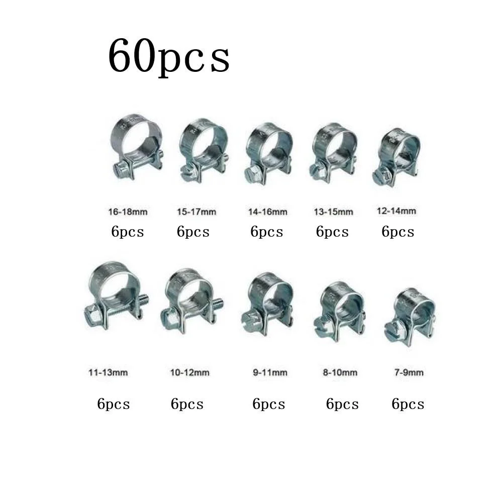 

Brand New Mini Hose Clamps Fuel Pipe Clips 50/60pcs Boxed Carbon Steel Fuel Pipe Gasoline Pipe Clamp Construction