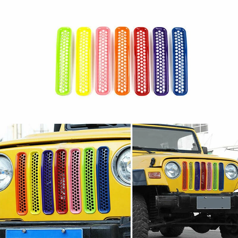 Front Grill Honeycomb Mesh Inserts Clip-In Grille Guard For Jeep Wrangler TJ & Unlimited 1997-2006 Colorful