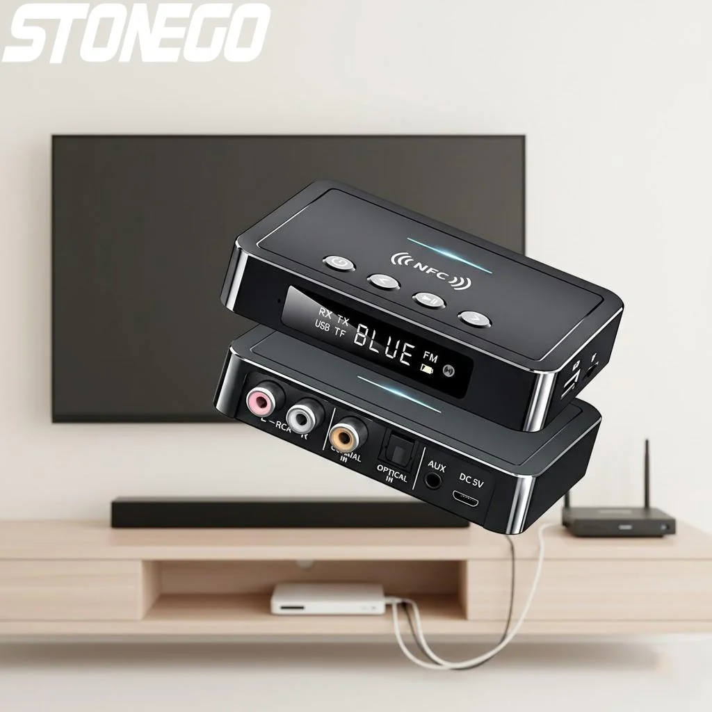 

NFC Bluetooth Receiver 5.0 Transmitter FM Universal Adapter for Computer Mobile Phone Audio Video Streaming