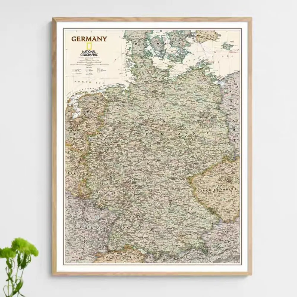 Vintage Germany Map Posters Prints Library Wall Chart Gift - Cotton Canvas Painting Wall Art Decor For Bedroom Offices Classroom