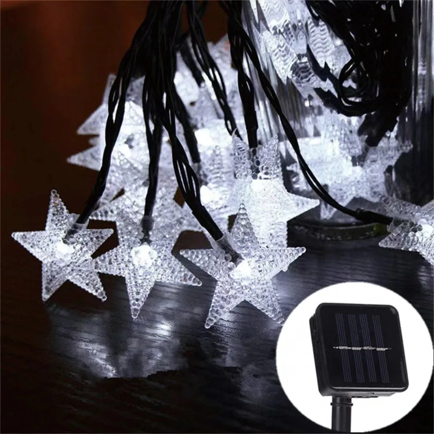 5/7/12M Solar Star String Lights Outdoor  Solar Powered Fairy Lights  Christmas Patio Garden Yard Porch Wedding Decor