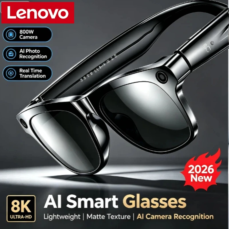Lenovo Smart AI Glasses 1600W HD 8K Shooting Camera Photo Voice Call Bluetooth5.4 Motorcycle  AI Glasses 2026 Upgrade