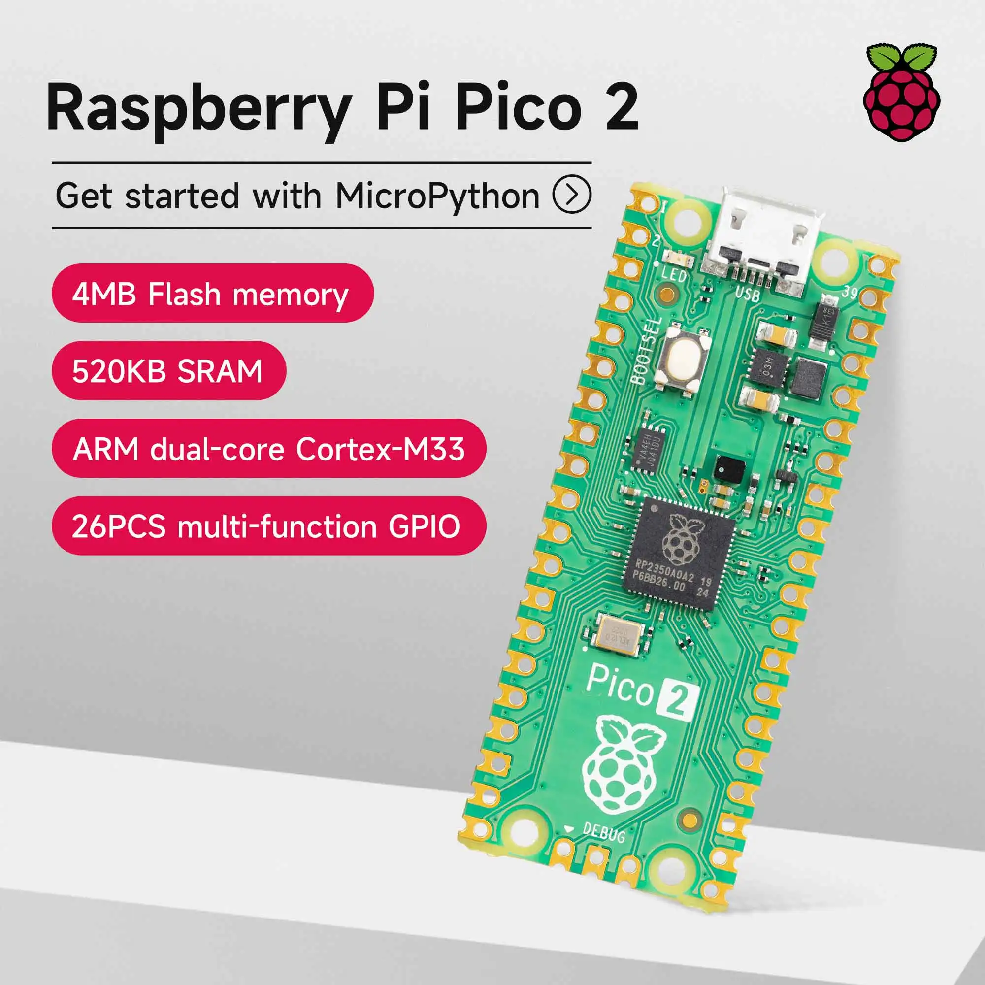 

Raspberry Pi Pico Board с предварительно припаянным заголовком, поддержка микропипорации, примеры программирования, коды с открытым исходным кодом