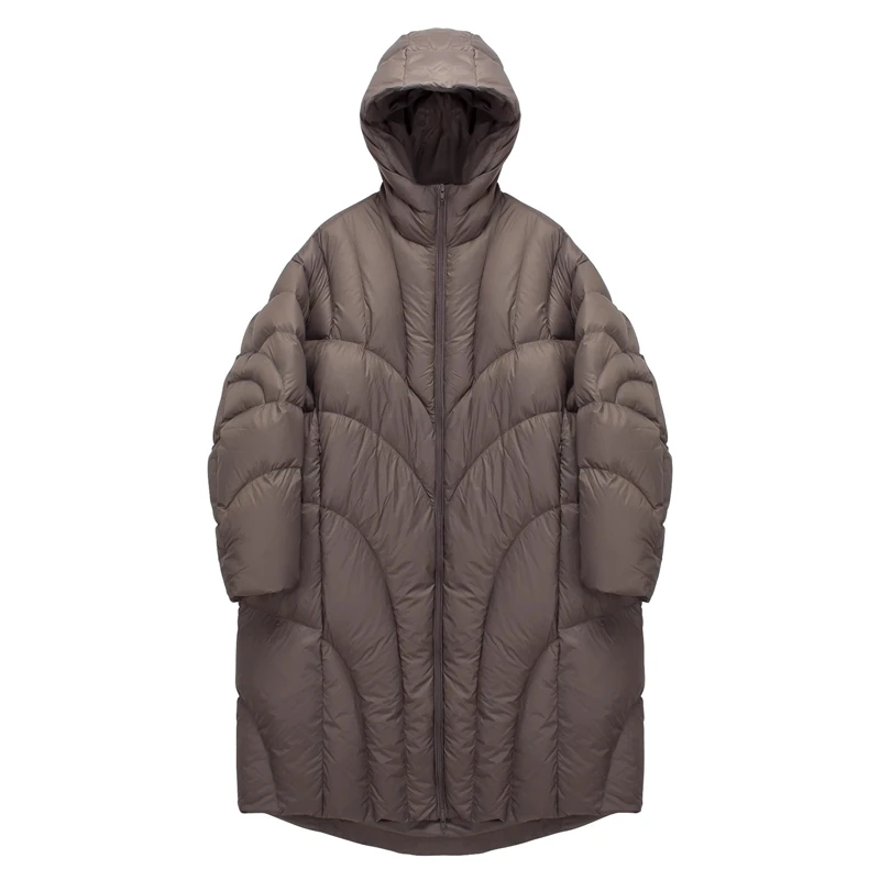 冬の新着女性の厚く暖かいミッドレングスフード付きダウンジャケット Y2K ファッションカジュアルルーズホワイトダックフェザー防風コート