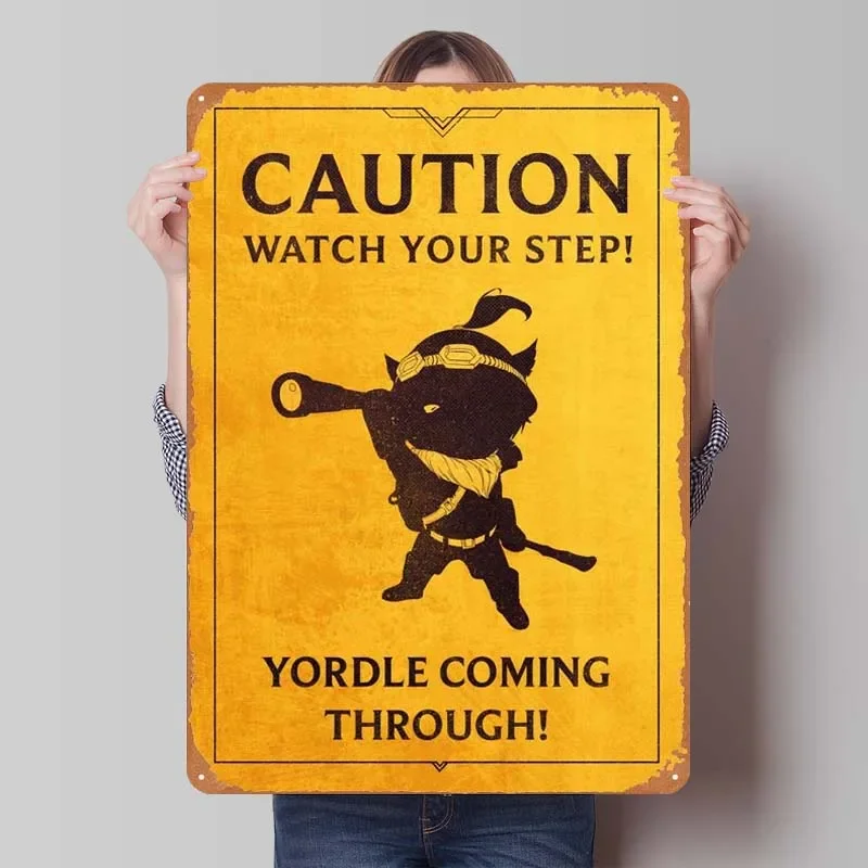 Caution Teemo Game Poster Wall Art Decor Vintage Metal Plate Vintage Metal Tin Signs for Gamer Room Decoration Aesthetics Home