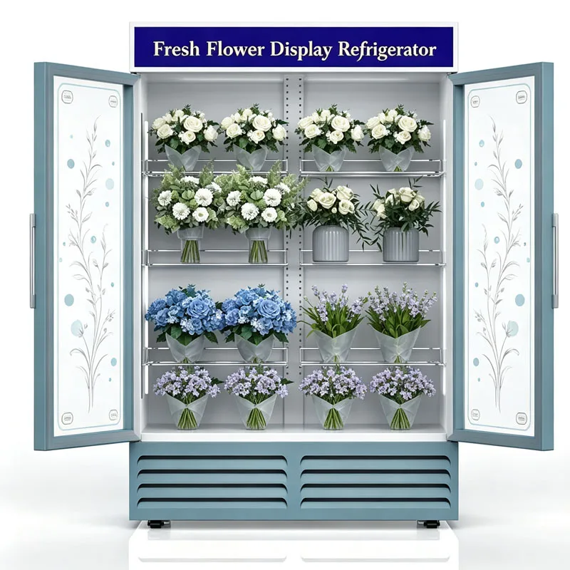 Flower Cooler Cabinet Commercial Refrigerated Display Case Fresh Floral Preservation Equipment Customized
