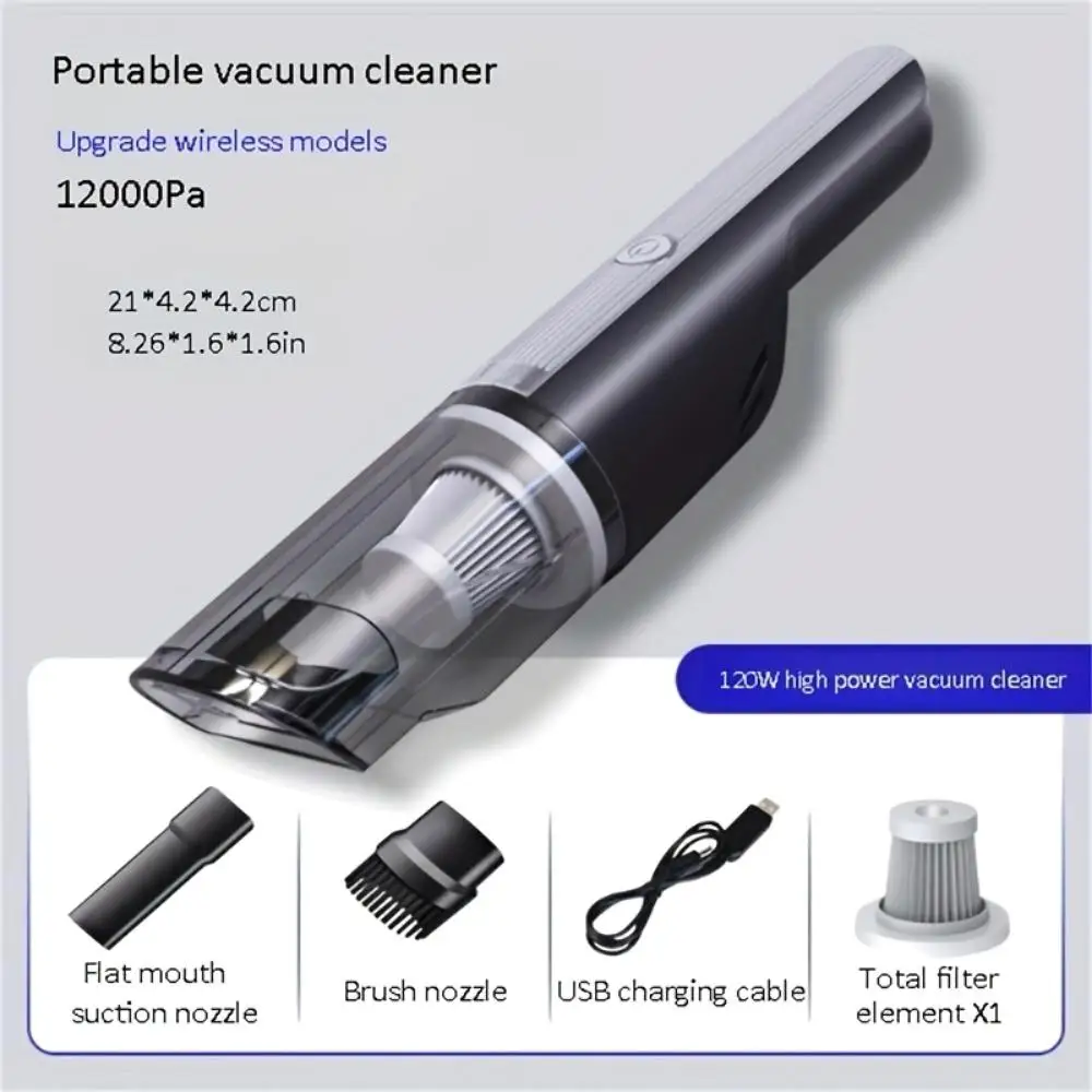 Wireless Silver Car vacuum cleaner wireless car with strong suction handheld vacuum cleaner small for Mini rechargeable home