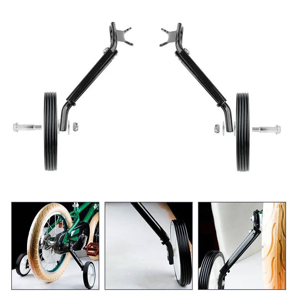 

1Pair Heavy Duty Bike Training Wheels Adjustable Stabilizer for 16 Inch Bikes Slip Proof Quiet Rear Mount Auxiliary Wheel