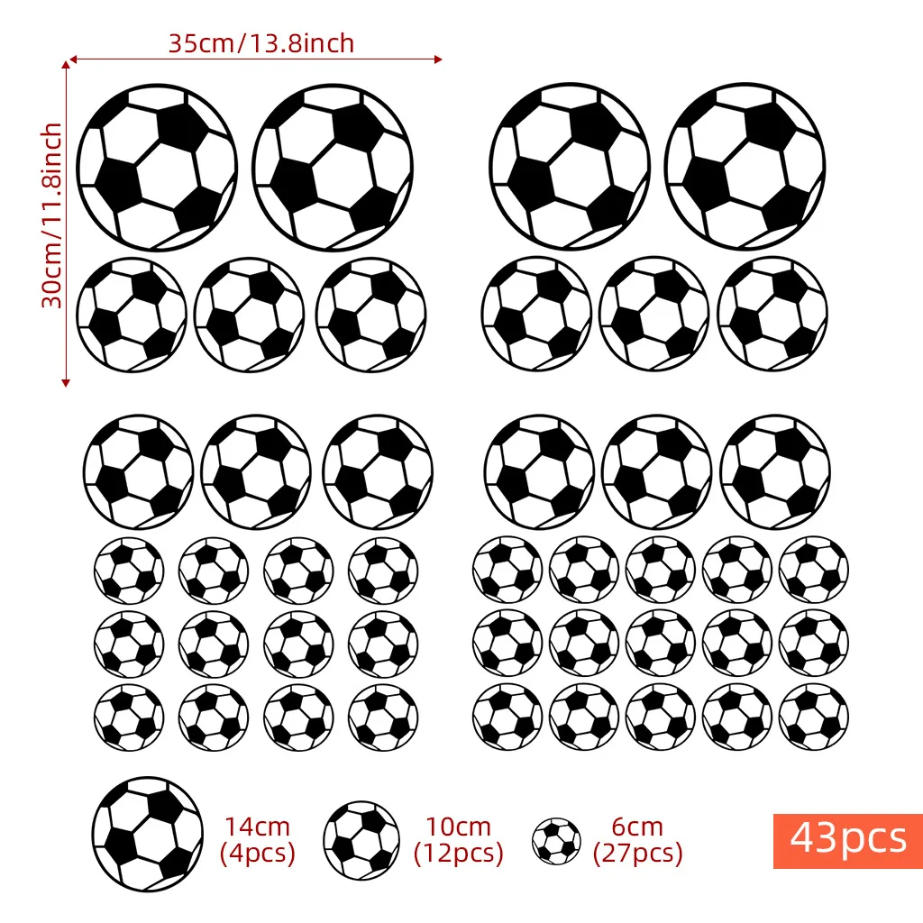 43Pcs Football Wall Stickers For Children's Room Kids Bedroom Baby Room Decor Wallpaper Removable