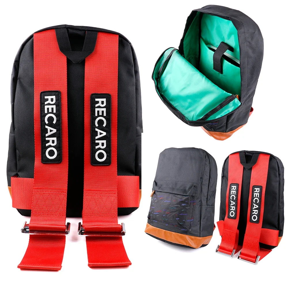 RECARO Fabric Strap Style School Backpack Car Canvas Backpack Racing Souvenirs