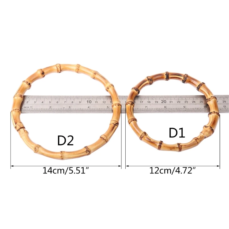竹バッグハンドルフラットラウンド財布ハンドルハンドバッグハンドルリング DIY バッグアクセサリー