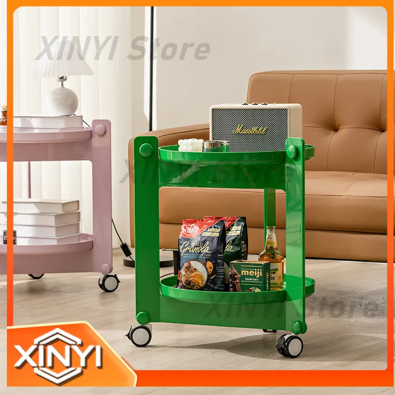 Modern Minimalist Side Table for Sofa Rolling Cart Coffee Table for Small Apartments Dining Sideboard Bedside Table Corner