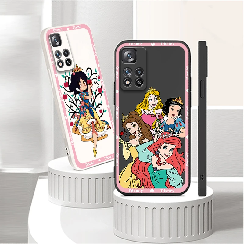 Disney Princess Girl Cute Liquid Rope Soft Cover Phone Case For Xiaomi Redmi Note 12 11 11S 11T 10S 10 9S 9T 9 Pro Plus 5G