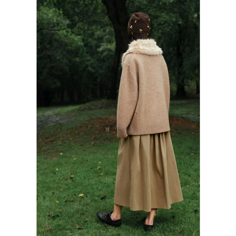 가을 신상 여성 롱 코트 인조 모피 효과 재킷 캐주얼 루즈핏 허리 조임 양털 벨벳 안감 폴리에스터 섬유