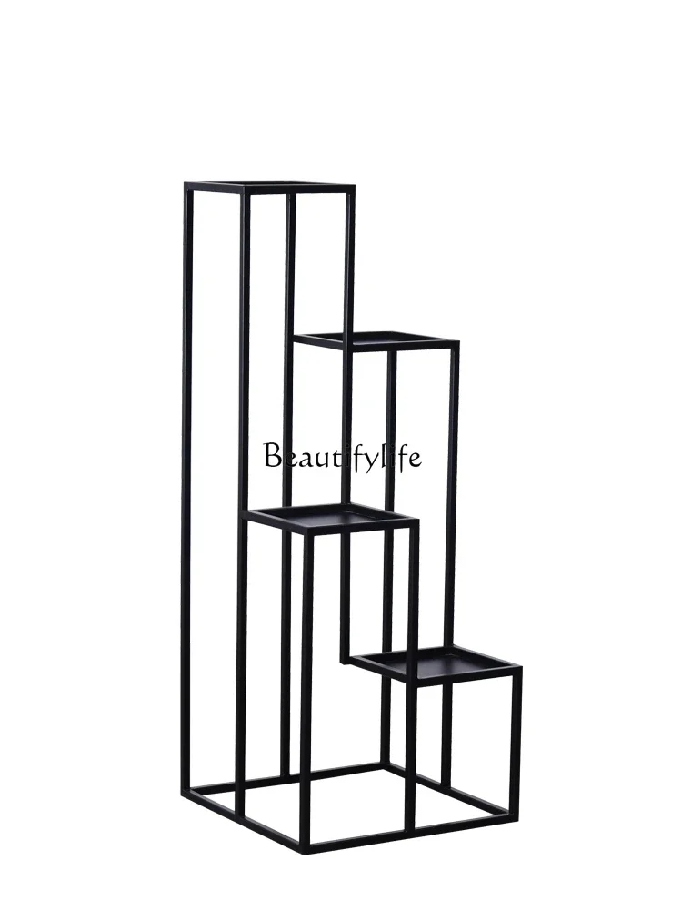 Nordic style wrought iron flower stand green dill living room indoor multi-layer balcony decorative flower pot stand