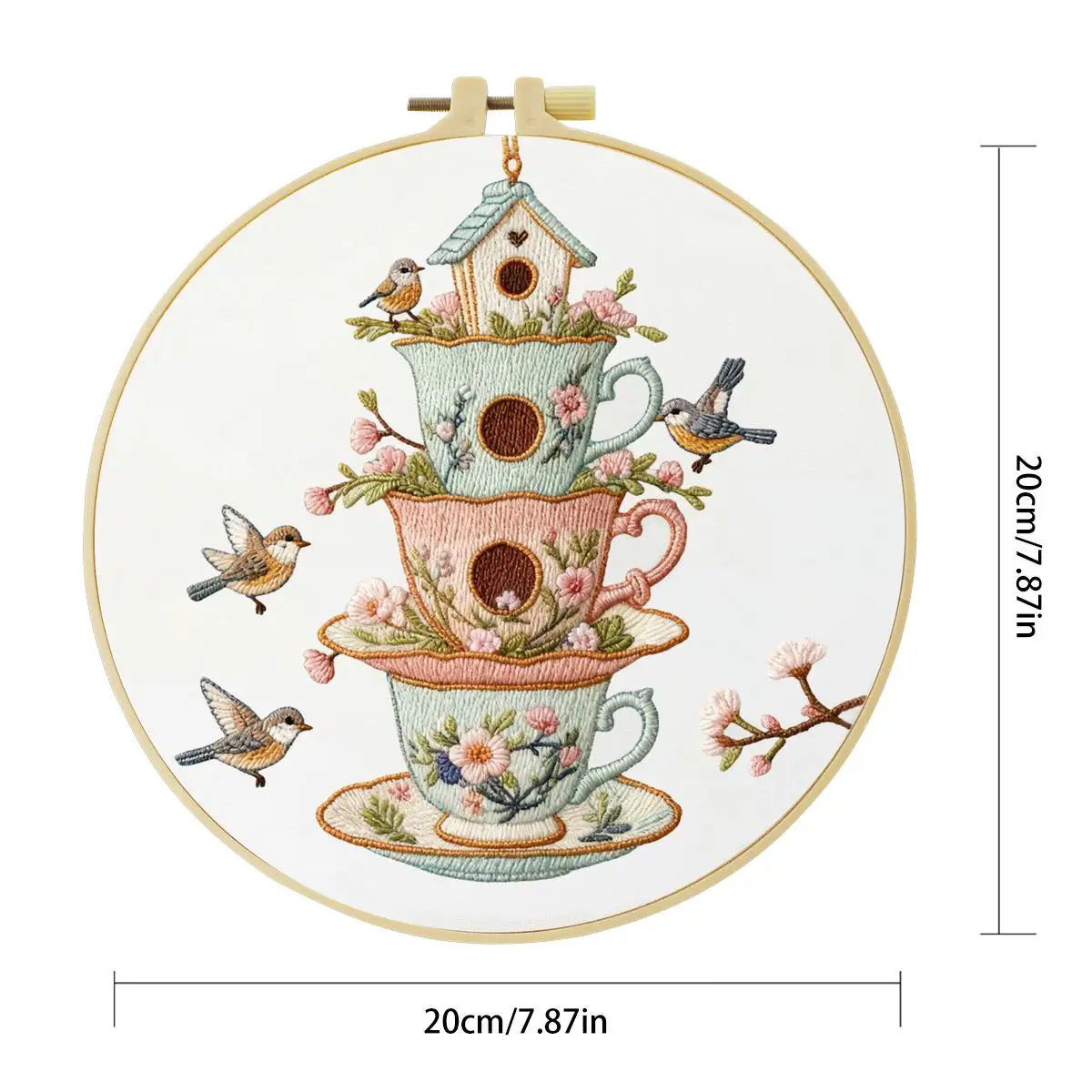 1 Stück 20X20CM/15X15CM 7,87/6,3 Zoll Vogelnest-Stickerei-Starter-Kit DIY-Kit DIY-Stickerei-Set Handarbeiten Nadelkunst – Detail 5
