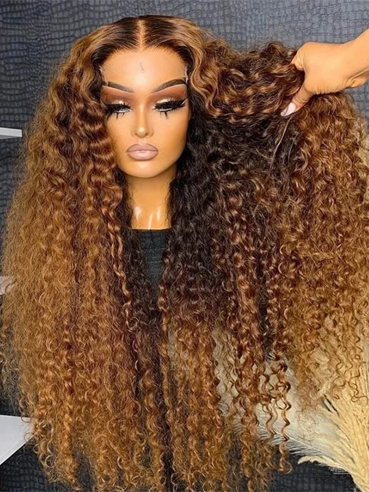 40 Inch Highlight Ombre Deep Wave Glueless Wig Human Hair Ready To Wear Brazilian Colored 13x4 Curly Lace Frontal Wigs For Women