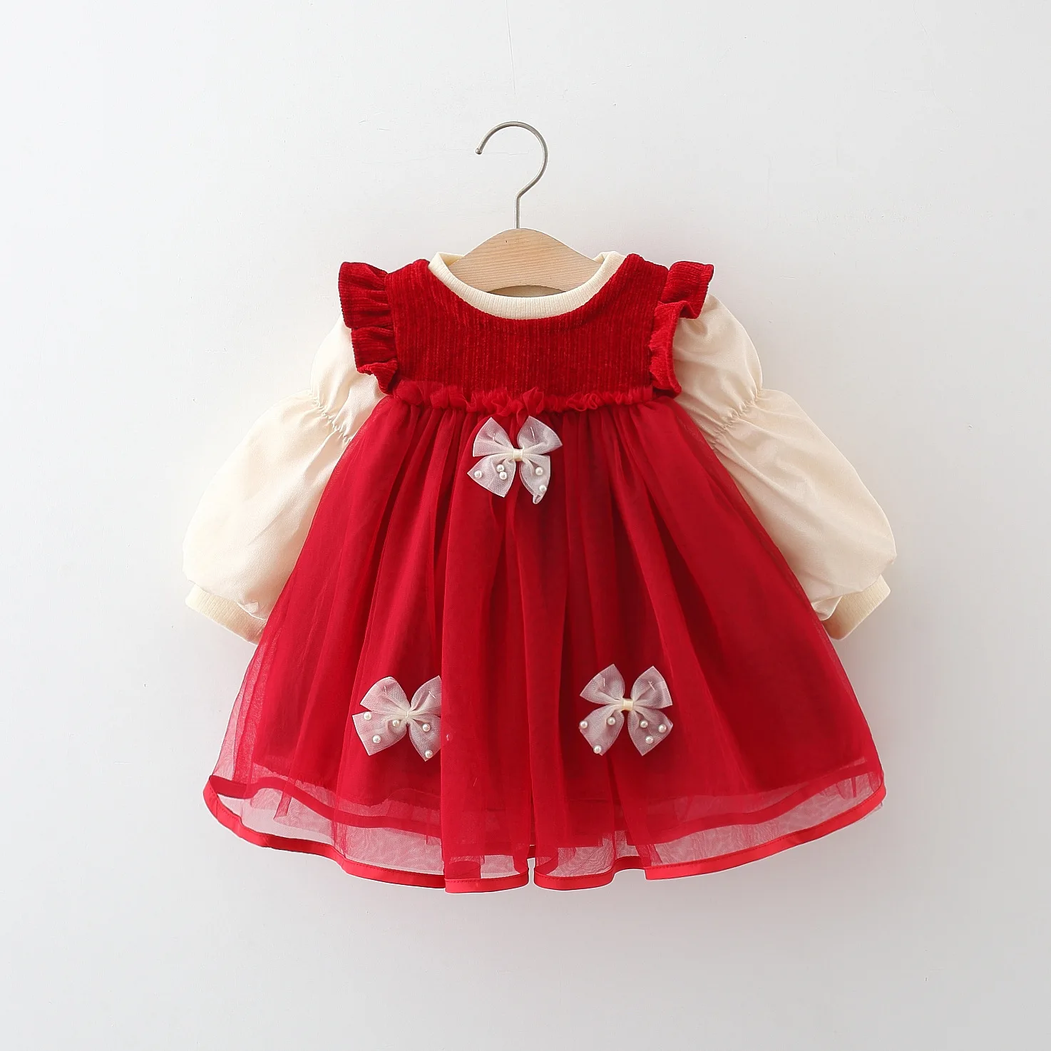 New Children\'s Dress With Plush One Year Old Baby Birthday Dress Cute Autumn Dress Girls\' Princess Dress