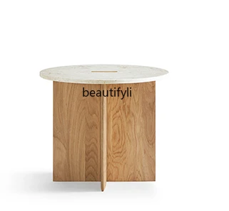 Origami Corner Table Sofa Side Table Wood Oak Living Room Home Modern Minimalist round Table Light Luxury living room furniture