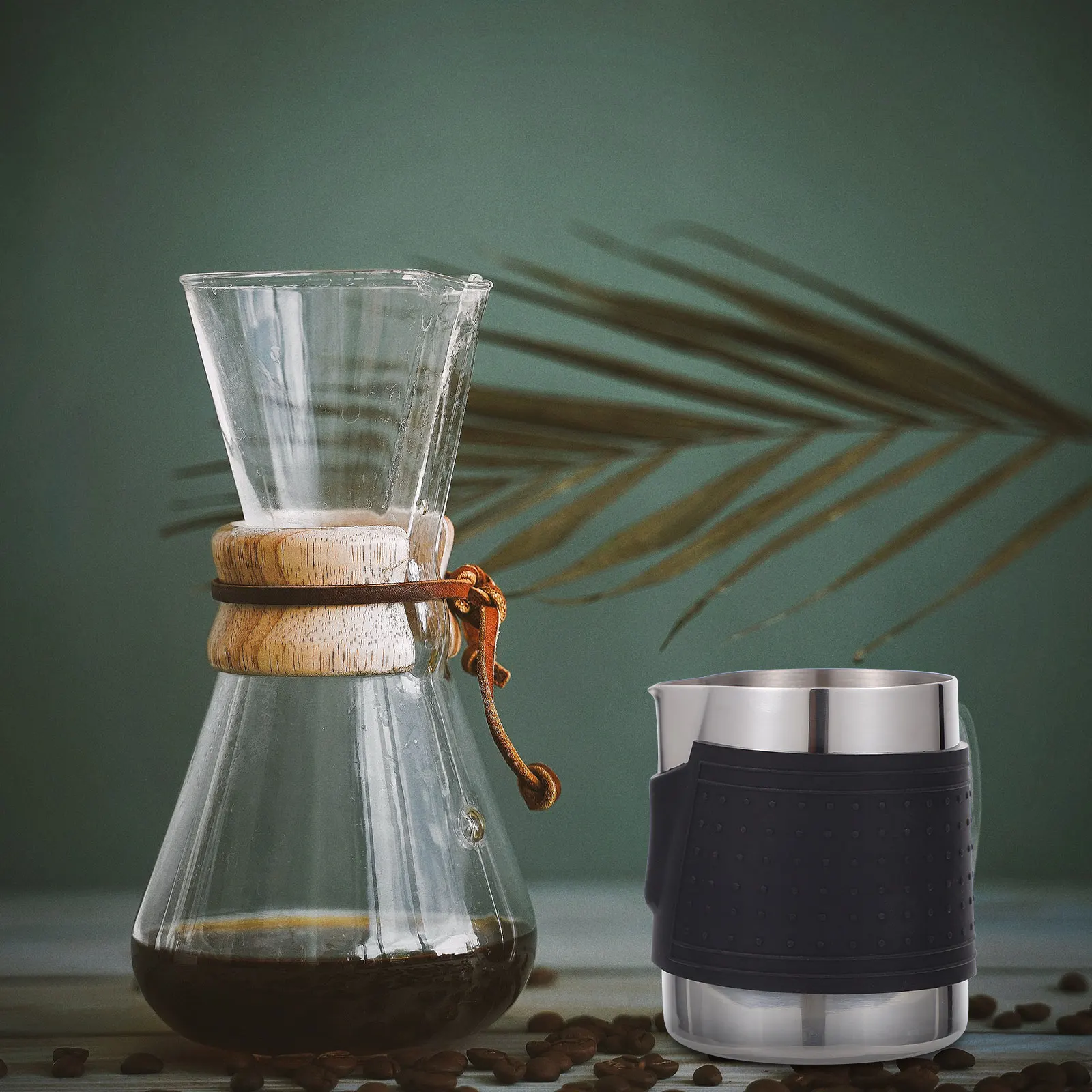 

350 Ml Stainless Steel Coffee Pitcher Milk Frothing Cup Latte Art Silicone Sleeve Easy Clean Kitchen Bar Tools