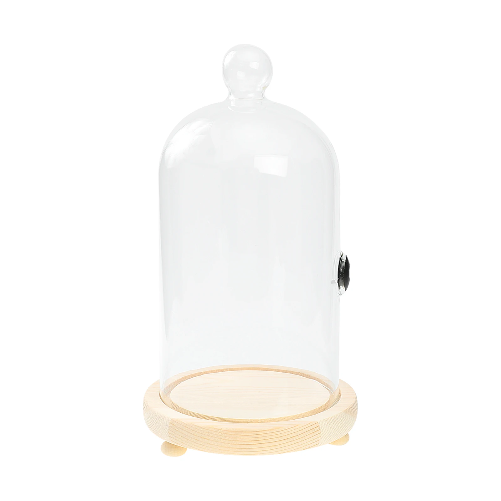 

1 set Tableware Smoking Food Cover Dessert Mesh Dome Cloche Serving Cuisine Thick Glass Wood Dust Proof Crafted
