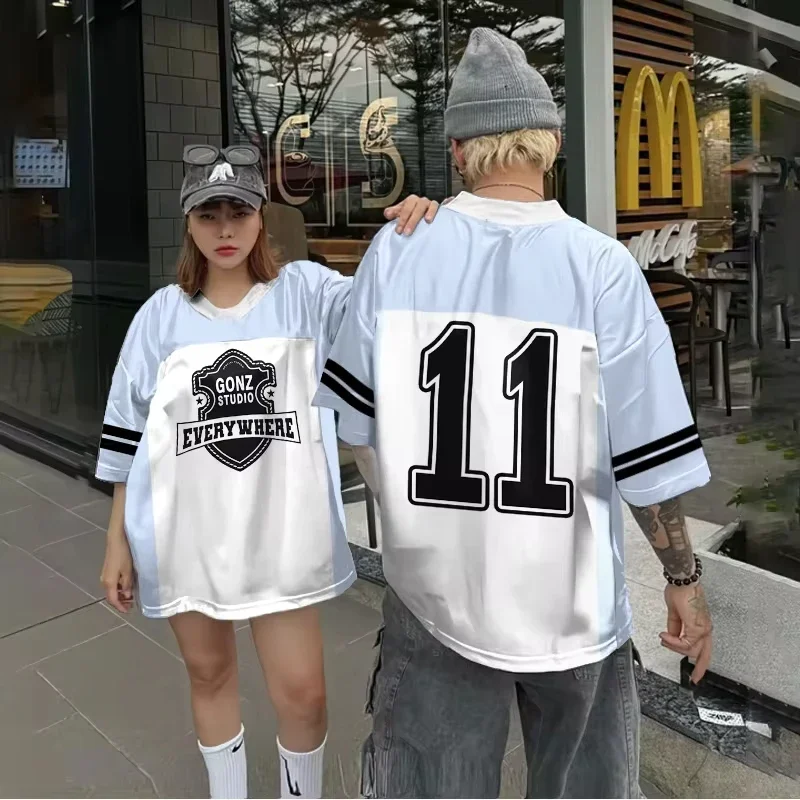 2024 Summer New Couple's Top Modny Oversize Oddychający Vintage Street Hip Hop Style Top Okrągły dekolt Koszulka z krótkim rękawem