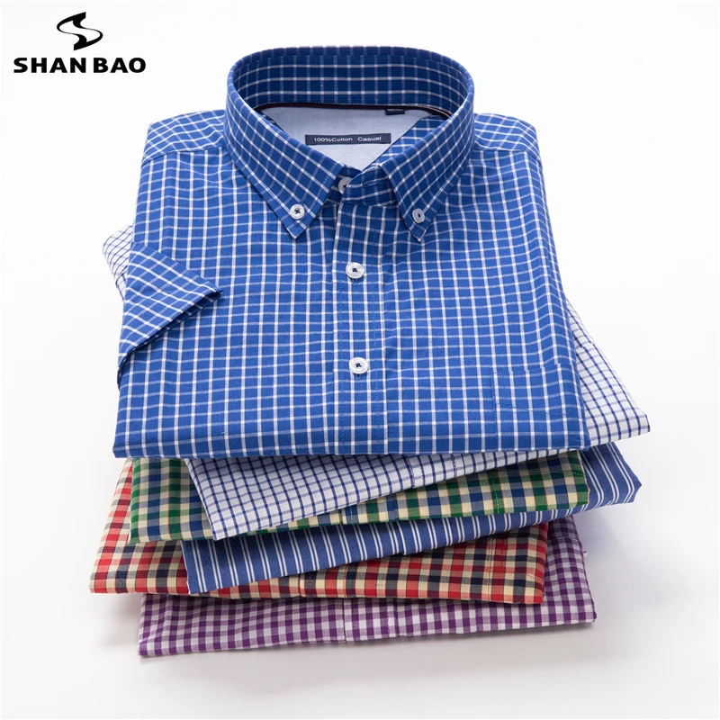 

2022 Summer Men's Classic Plaid Short Sleeve Shirt High Quality 100% Cotton Lightweight and Comfortable Youth Fashion Shirt