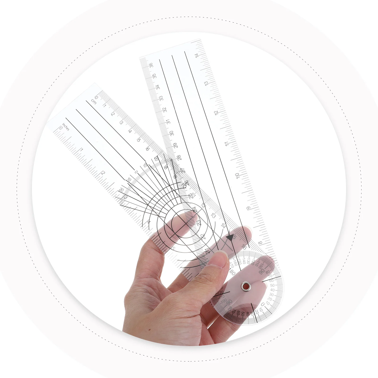 Picture 3: 4Pcs Protractor Angle Finder Tool Clear Plastic Goniometer for Accurate Angle Measurement Foldable Design Ideal for Medical