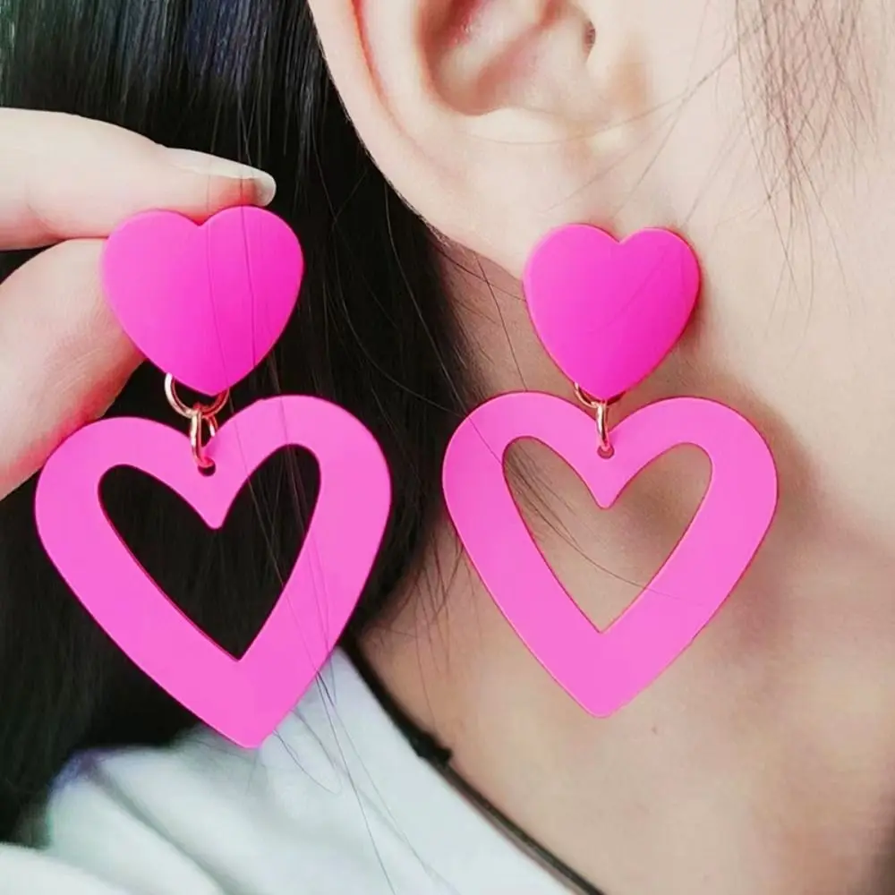 Personality Pink Dangle Hoop Earrings BOHO Exaggerate Tassel Earrings Studs Star Cute Long Drop Earrings Girls