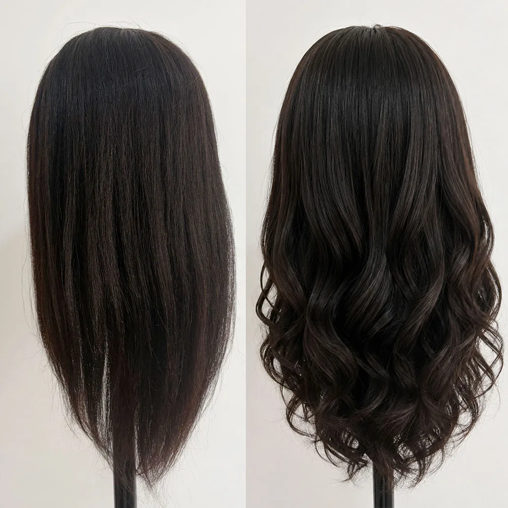 Mannequin Head with 100% Human Hair Make up Hairdresser Head Practice Styling Head(18 inch)