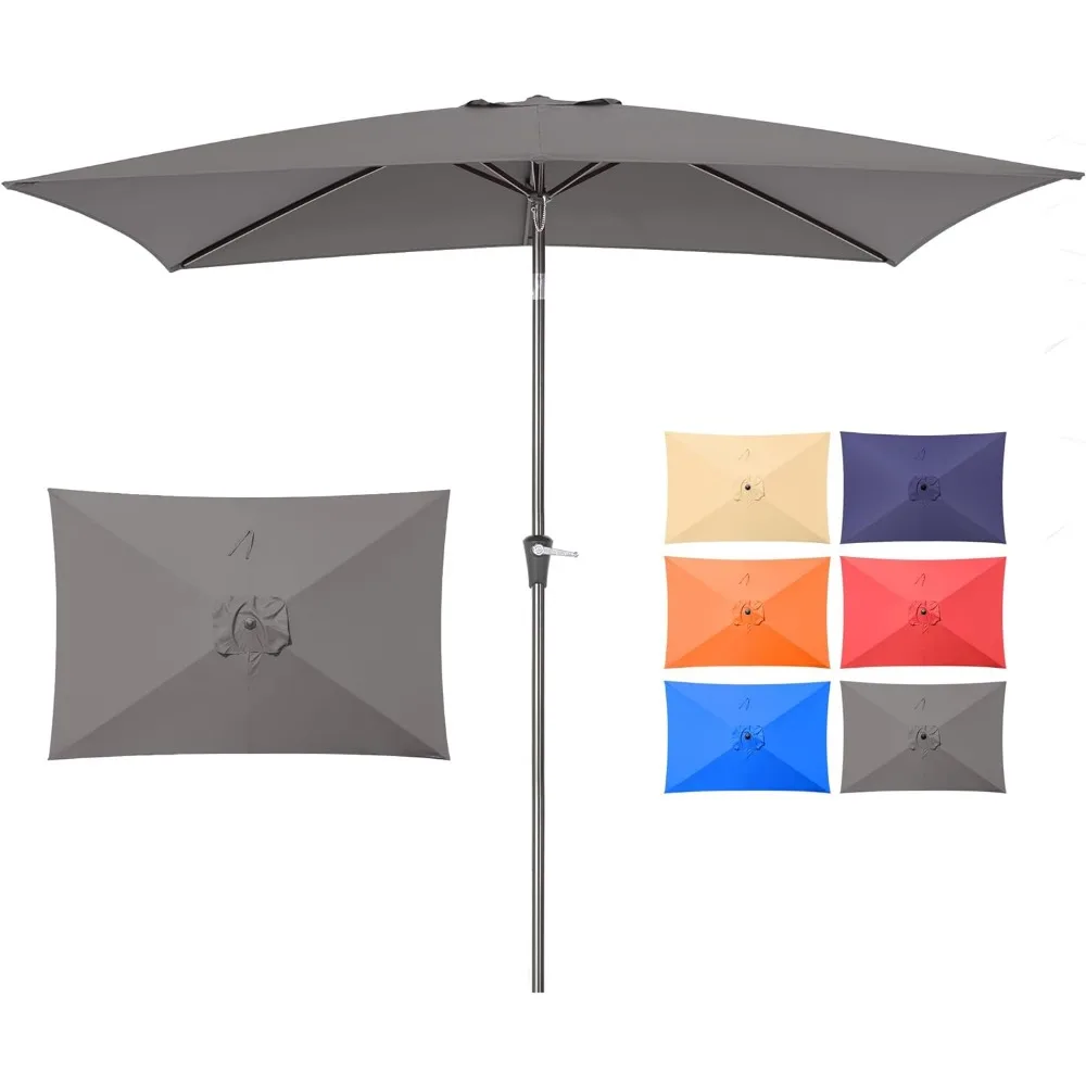 

6.6x10 ft Rectangular Patio Umbrella Outdoor, Patio Table Umbrella w/Push Button Tilt & Crank, Sturdy Market Umbrellas UV Protec