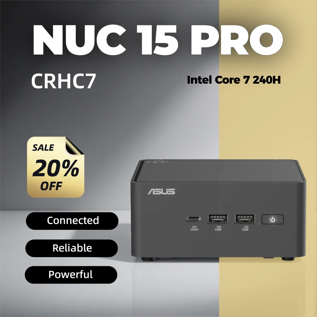 

New! ASUS NUC 15 Pro NUC15CRHC7 Intel Core 7 240H,Up to 96GB DDR5,Intel Graphics,Wi-Fi 7,Bluetooth 5.4 AI Desktop Mini PC